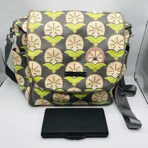 Petunia Pickle Bottom Boxy Backpack Diaper Bag Lage Floral Grey Green Pink